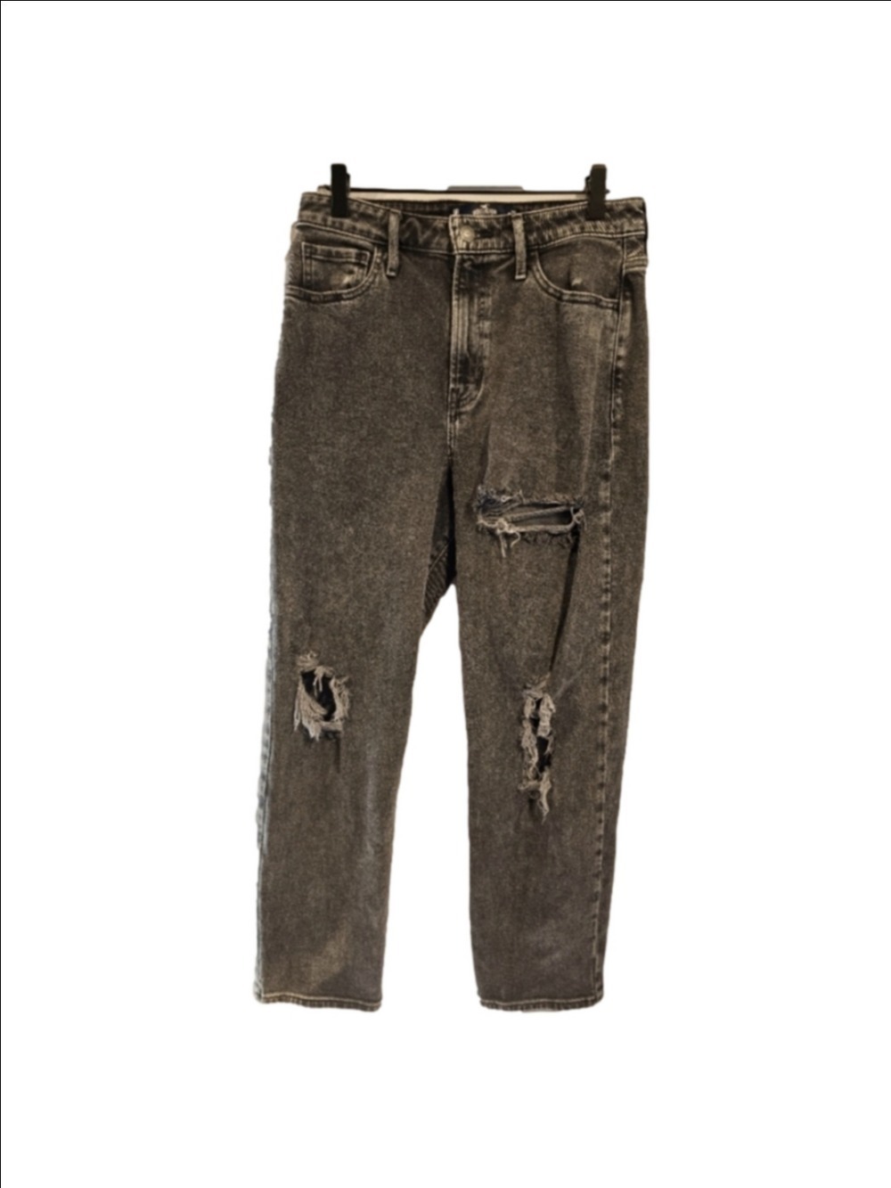 Hollister black acid wash jeans high rise distressed size 29